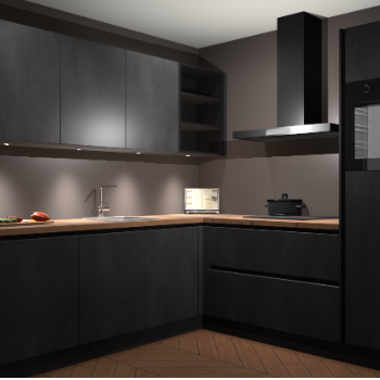 Beton Zwarte greeploze keuken Luanda 101807