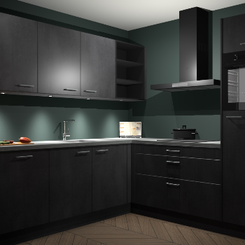 Beton Zwarte keuken Luanda 101821