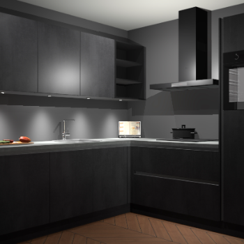 Beton Zwarte greeploze keuken Luanda 101822