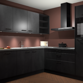 Beton Zwarte keuken Luanda 101824