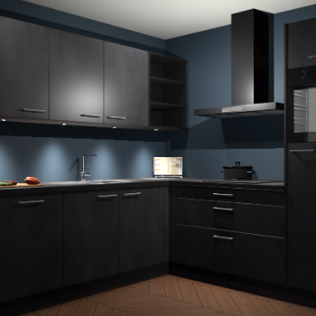 Beton Zwarte keuken Luanda 101826