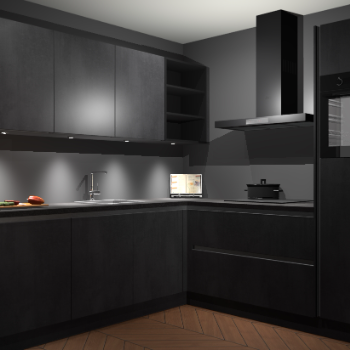 Beton Zwarte greeploze keuken Luanda 101828