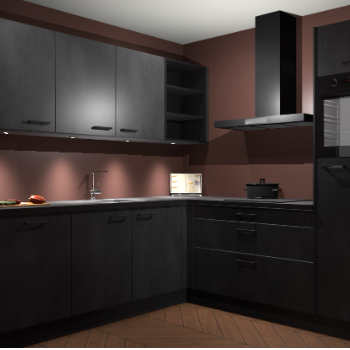 Beton Zwarte keuken Luanda 101830