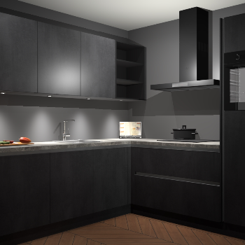 Beton Zwarte greeploze keuken Luanda 101834