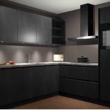 Beton Zwarte greeploze keuken Luanda 101837