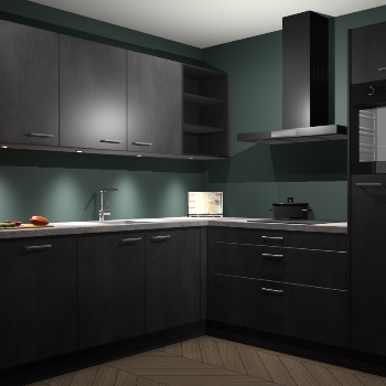 Beton Zwarte keuken Luanda 101839