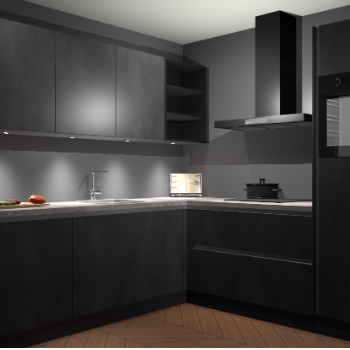 Beton Zwarte greeploze keuken Luanda 101840