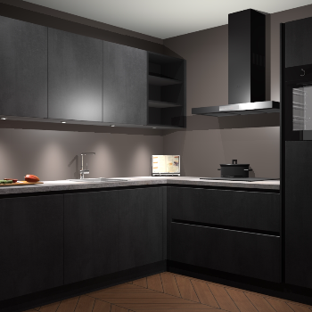 Beton Zwarte greeploze keuken Luanda 101843