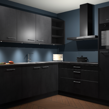 Beton Zwarte keuken Luanda 101844