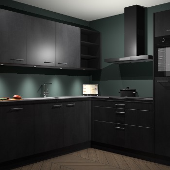 Beton Zwarte keuken Luanda 101845