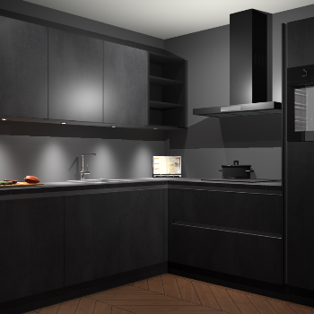 Beton Zwarte greeploze keuken Luanda 101846