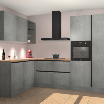 Beton Parelgrijs greeploze keuken Cognac 100533