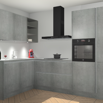 Beton Parelgrijs greeploze keuken Cognac 100900