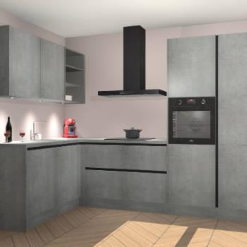 Beton Parelgrijs greeploze keuken Cognac 100903