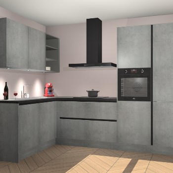 Beton Parelgrijs greeploze keuken Cognac 100909