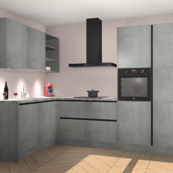 Beton Parelgrijs greeploze keuken Cognac 100917