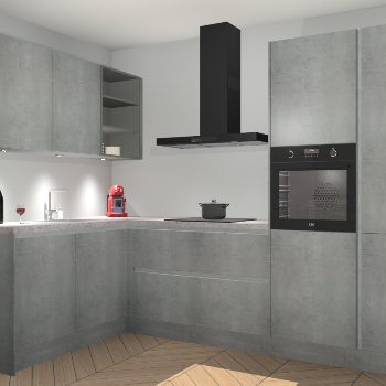 Beton Parelgrijs greeploze keuken Cognac 100920