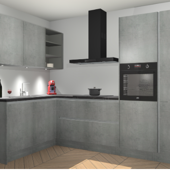 Beton Parelgrijs greeploze keuken Cognac 100926