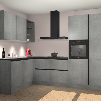 Beton Parelgrijs greeploze keuken Cognac 100929