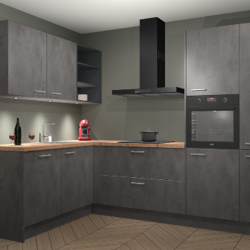 Beton Antraciet keuken Cognac 100931