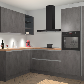 Beton Antraciet greeploze keuken Cognac 100932