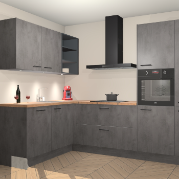 Beton Antraciet keuken Cognac 100933