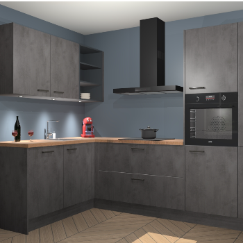 Beton Antraciet keuken Cognac 100934