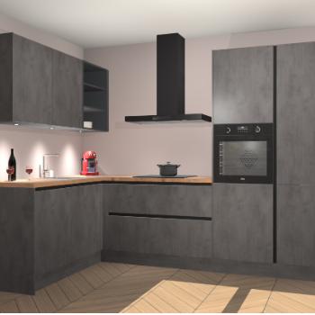 Beton Antraciet greeploze keuken Cognac 100935