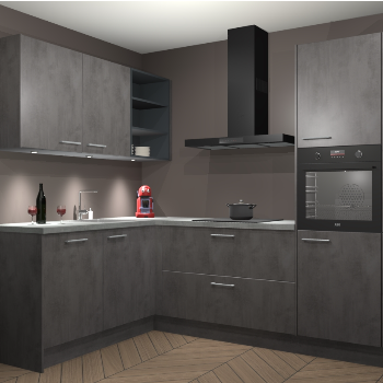 Beton Antraciet keuken Cognac 100982