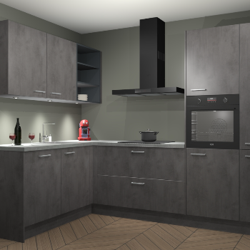 Beton Antraciet keuken Cognac 100983