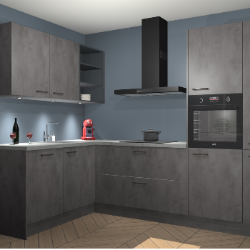 Beton Antraciet keuken Cognac 100986