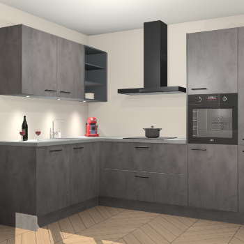 Beton Antraciet keuken Cognac 100985