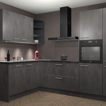 Beton Antraciet keuken Cognac 100988