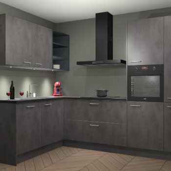 Beton Antraciet keuken Cognac 100989