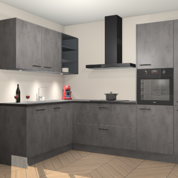 Beton Antraciet keuken Cognac 100991