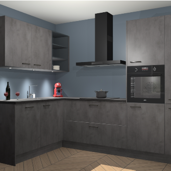 Beton Antraciet keuken Cognac 100992