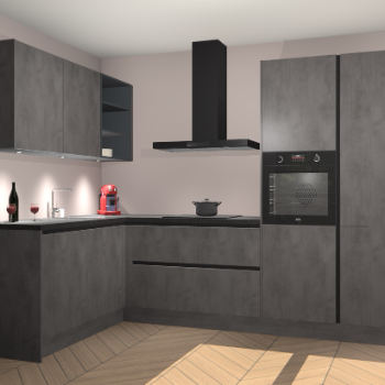 Beton Antraciet greeploze keuken Cognac 100993