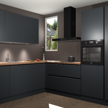 Onyxgrijze greeploze keuken Buenos Aires 101112