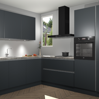 Onyxgrijze greeploze keuken Buenos Aires 101618