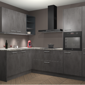 Beton Antraciet keuken Cognac 100994