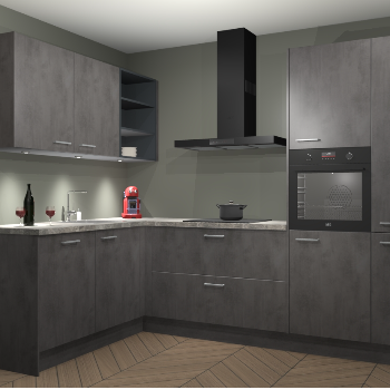 Beton Antraciet keuken Cognac 100995