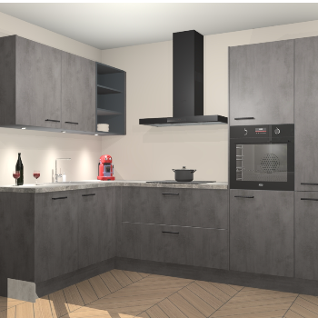 Beton Antraciet keuken Cognac 100997