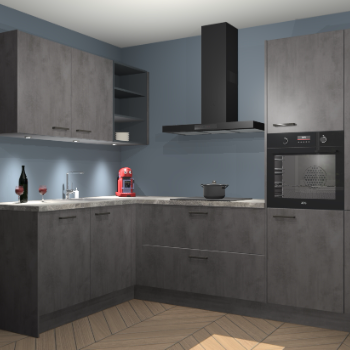 Beton Antraciet keuken Cognac 100998