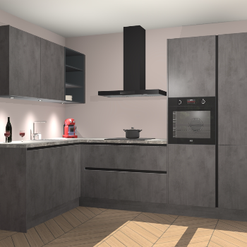 Beton Antraciet greeploze keuken Cognac 100999