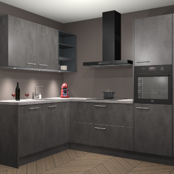 Beton Antraciet keuken Cognac 101000