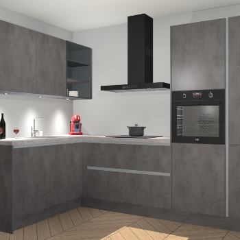 Beton Antraciet greeploze keuken Cognac 101002