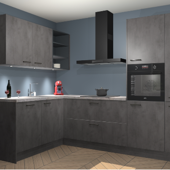 Beton Antraciet keuken Cognac 101004