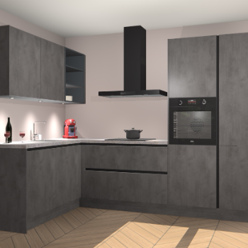 Beton Antraciet greeploze keuken Cognac 101005