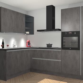 Beton Antraciet greeploze keuken Cognac 101008