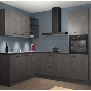 Beton Antraciet keuken Cognac 101010